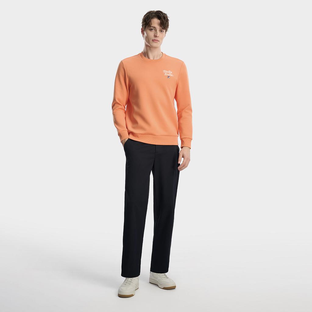 Fila Heritage Fashion Простая Классическая Базовая Повседневная Удобная Универсальная Вязаная Толстовка с Круглым Вырезом Мужская толстовка Ярко-Оранжевая F11M618202FOR