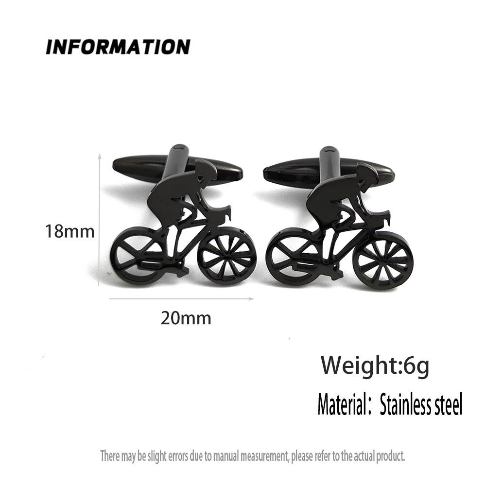 Bicycle racer gold-plated cufflinks, black stainless steel cuffs, men's shirt button accessories, business formal wear