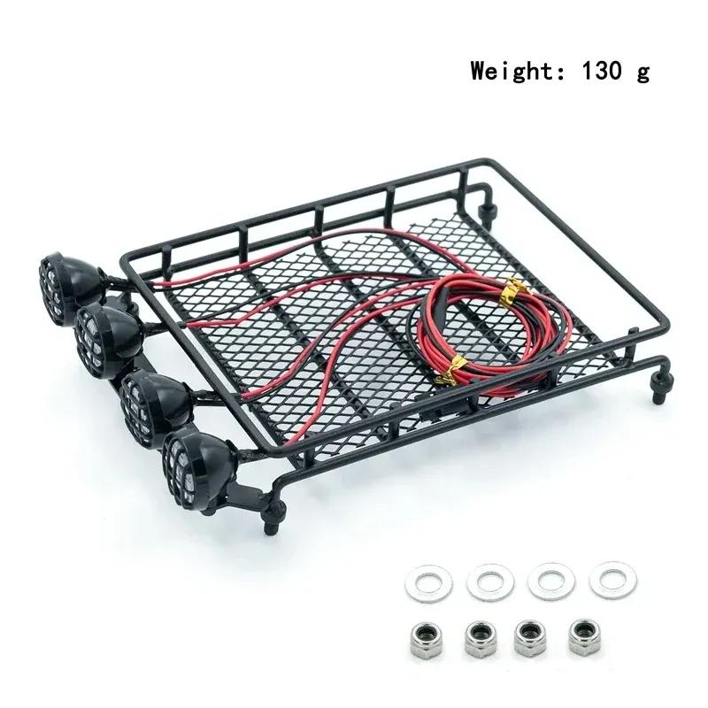 Universal Roof Rack with LED Light for 1/10 RC Crawler, Night Crawling Accessory for SCX10 CC01 D90, Scale Car Upgrade