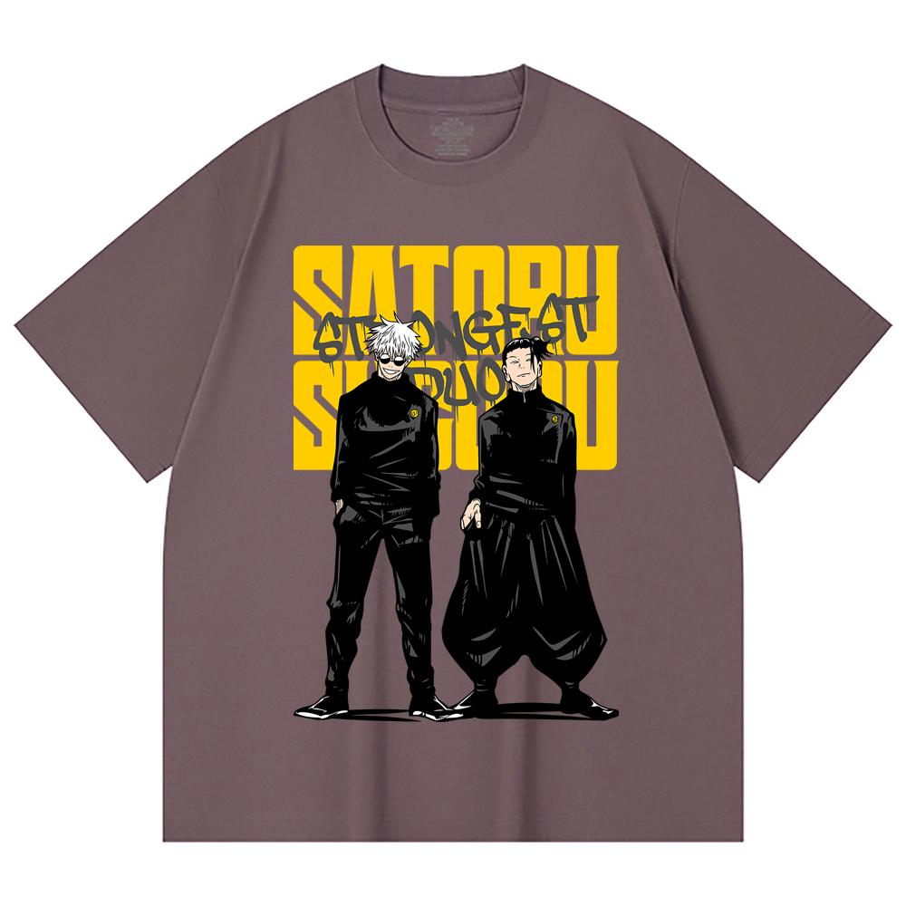 230 Gsm 100% Cotton Jujutsu Kaisen V44 Gojo Geto Print Unisex Heavy Cotton T Shirt