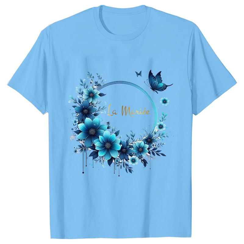 Team Bride Top Future Bride Tshirt Bridal Shower Wedding Bachelorette Party EVJF Flower Wreath Tees for Women Single Farewell