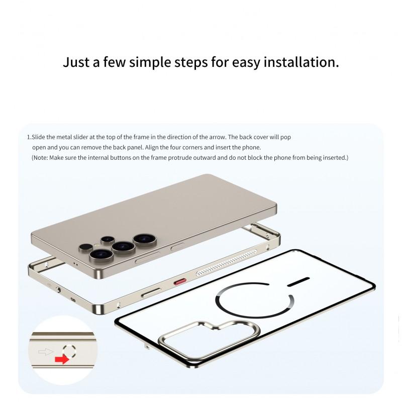 Metal Frame Phone Case S25 Ultra Plus S24 S23 Matte Back Shockproof Anti-fingerprint