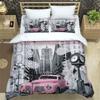 3pcs Bedding Set Classic Car Vintage Poster Home Textile Duvet Cover Pillow Case Boy Kid Teen Girl Bedding Covers Set