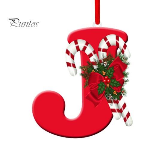 Подвесные украшения красного цвета из 26 букв со шнурком и рождественскими цветочными подвесками Рождественская елка Украшение в виде капли Праздничная вечеринка Новый год Рождество