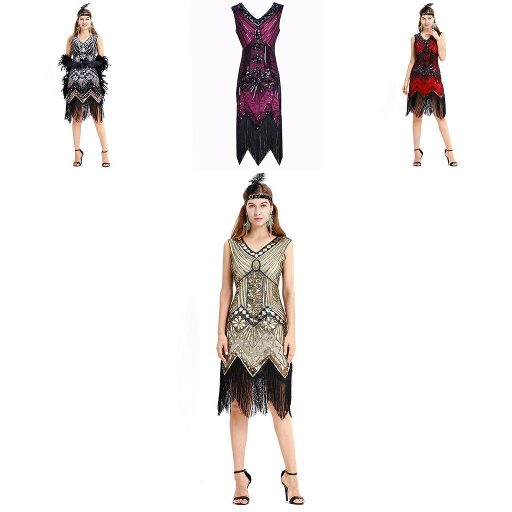 Elegant Gatsby Flapper Beaded Vintage Fringe Sequin Sleeveless Women Party Dresses For Timeless Style