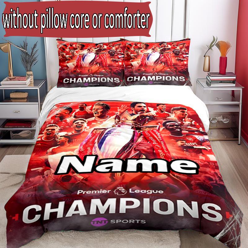 3pcs Duvet Cover Set (1*Duvet Cover + 2*Pillowcase, Without Core), Custom Name football team Pattern Bedding Set, Home Bedroom Decor Gift