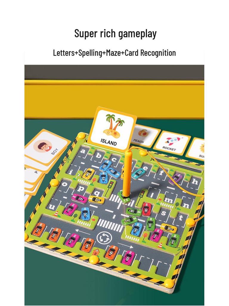 Магнитный лабиринт Парковка и игра с алфавитом для правописания и распознавания