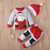 Toddler Baby Santa Outfits Newborn Boys Girls Sweatshirt+Pants+Hat 3pcs Christmas Costume for Xmas Cosplay Party