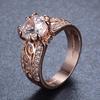 Retro Rose Gold Double Claw Round Diamond Edge White Diamond Ring Female Personalized Small Jewelry