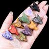 1Pc Mini Reiki Healing Crystal Carved Wolf Head Shape Ornament Decoration, Energy Natural Stone Amethyst Jade Agate Sodalite Gems Home Decor Jewelry