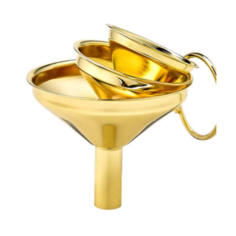 3Pieces Small Mouth Funnels Bar Wine Funnels Stainless Steel Material for Filling Hip Narrow-Mouth Bottles