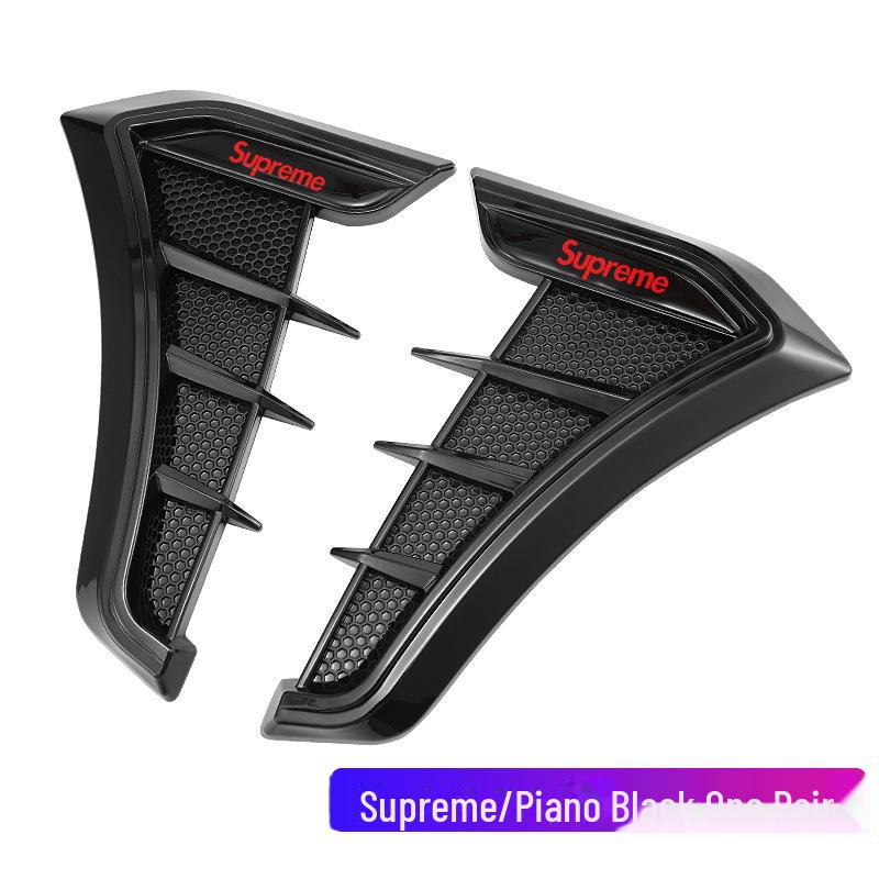 Universal Shark Fin Side Air Outlet Hood Fender Sticker for Car Decoration.