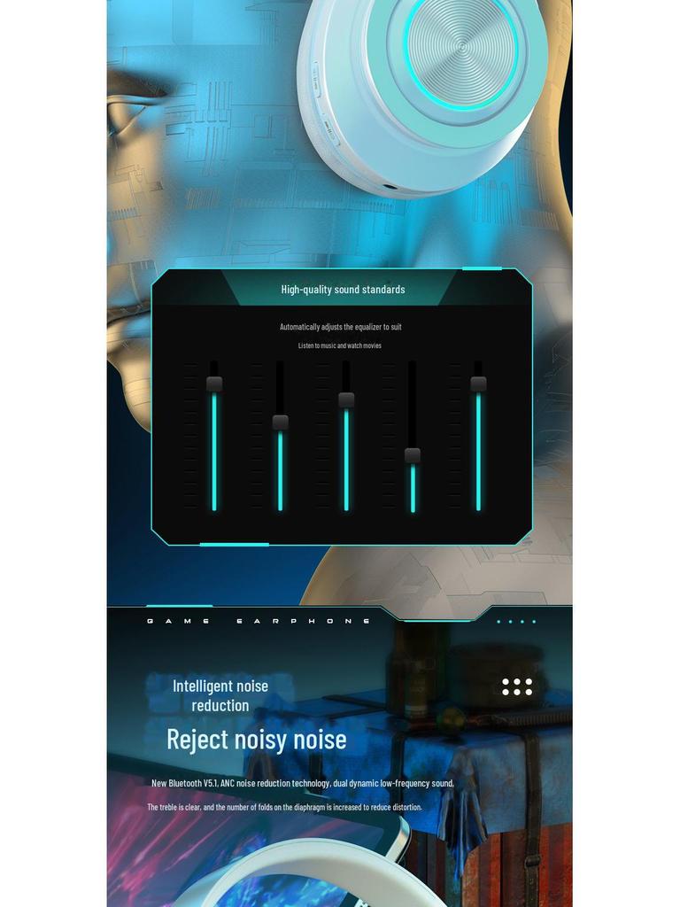 B39 Luminous Bluetooth Headset: Head-Mounted, Heavy Bass, Wireless Sports & Gaming Audio.