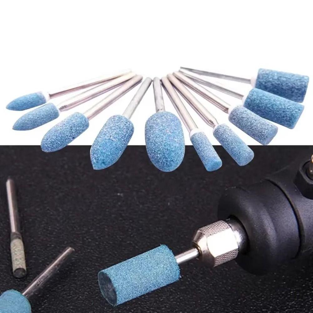 10Pcs 4-10mm Polishing Head Wheel Head Blue Electric Grinding Stone Wheel Abrasive Mounted Stone Dremel Accessories