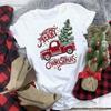 Maycaur T-shirts Women 90s Christmas Truck Clothes Cartoon Kawaii Deer Printed Tshirt Top Lady Print Tee Women's Y2K Clothing