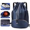 Drawstring Gym Bag Soccer Basketball Organizer with Separate Shoe Compartment Large Capacity Waterproof Design Drawstring Backpack