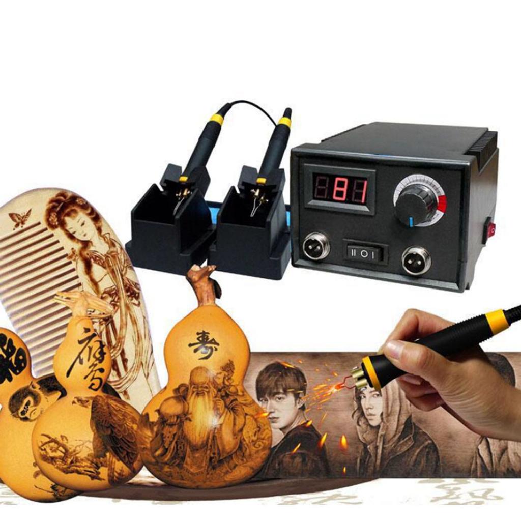 Digital Pyrography Machine Adjustable Temperature Heating Solder Wooden Craft Tool with HolderAU