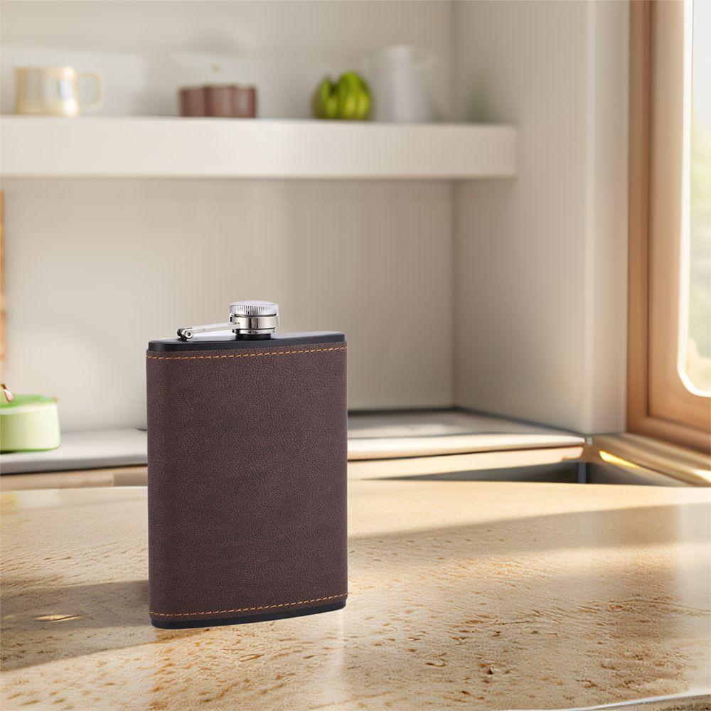 Stainless Steel Leather Texture Hip Flask 6/8 Oz Whiskey Flasks Drinkware Flagon Man Gifts