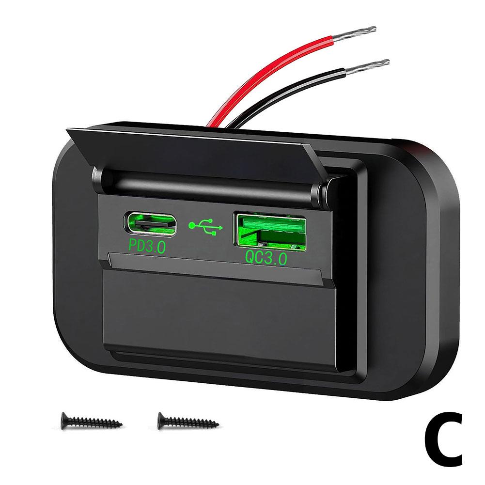 Быстрая зарядка PD Type C, два порта USB, автомобильное зарядное устройство, адаптер розетки 12 В/24 В, USB-панель питания с переключателем для морских мотоциклов