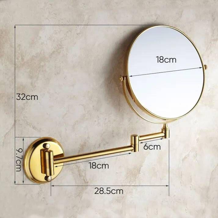 Bath Mirrors 8" Round Wall Dual Makeup Mirror 3 X Magnifying Morrir Cosmetic Mirror Bathroom Mirror Brass Golden Mirror 1308K
