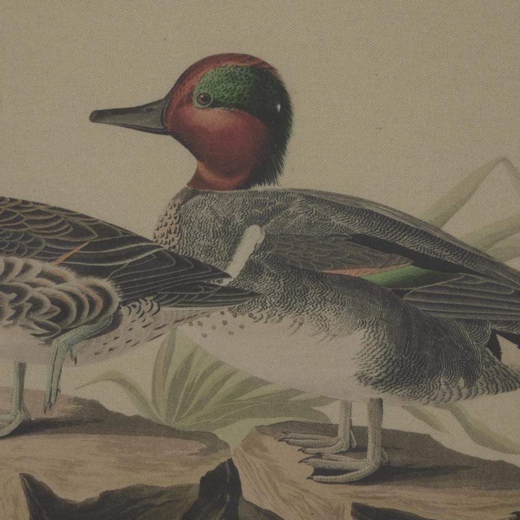 Hill Interiors Flora & Fauna Collection Teals Beaded Linen Framed Wall Art