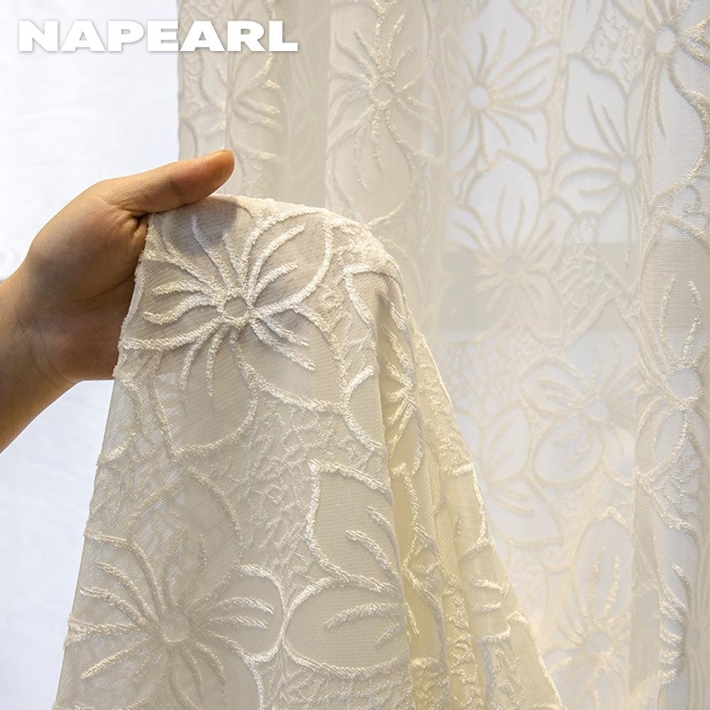1 шт. NAPEARL Cherry Blossom Pattern жаккардовый белый тюль полупрозрачная прозрачная занавеска для гостиной спальни балкона окна домашнего декора