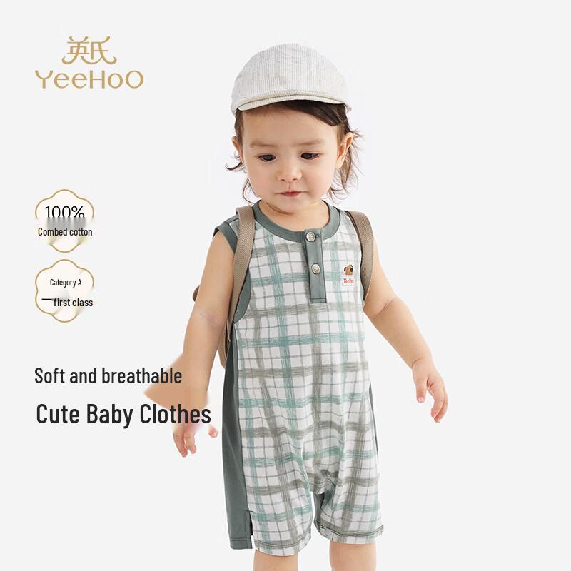 YEEHOO Baby Boy Summer Striped Cotton Romper