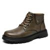 Plus Big Size 49 50 Men's Ankle Boots Leather Combat Style Platform Sole Available In Plush and Non-Plush Options