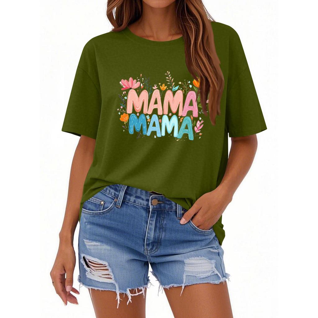 Женская повседневная футболка с круглым вырезом и короткими рукавами с принтом