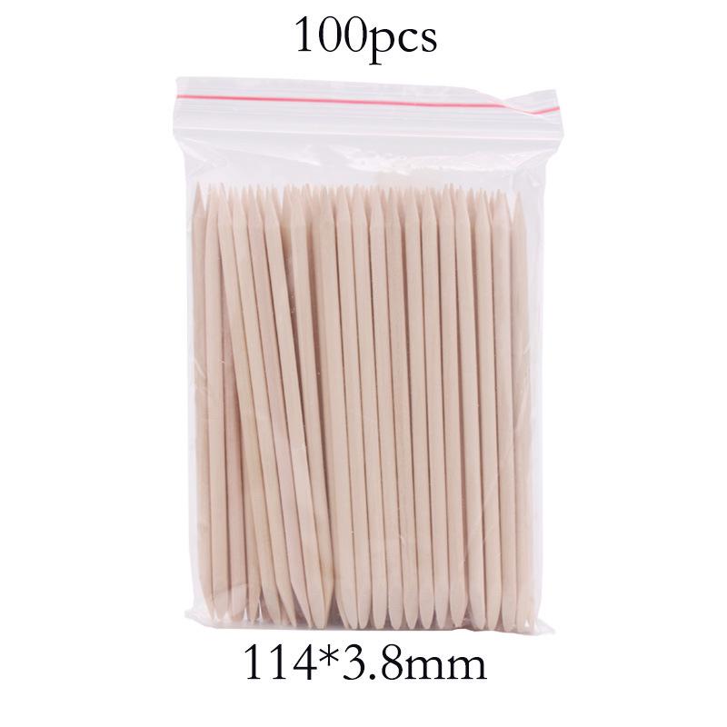 Двусторонние палочки из апельсинового дерева для отодвигания кутикулы 11,4 см, 100 шт./пакет - Инструмент для доттинга ногтей