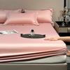 Smooth Mulberry Silk Fitted Sheet High End Ice Silk Mattress Cover with Elastic Bands for Single Double Queen King Bed 140/160
