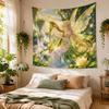 Forest Elf Fairy Anime Tapestry, Galaxy Mushroom Wall Hanging, Nature Fantasy Wall Decor Blanket for Bedroom Dorm