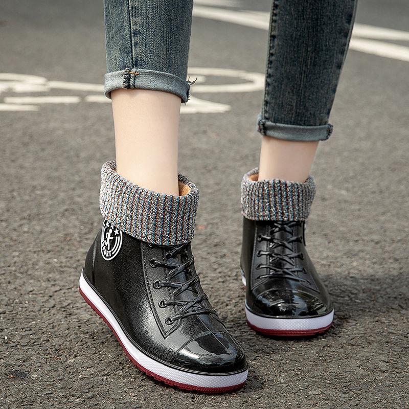 Всесезонные черные дождевые сапоги, нескользящая резиновая обувь для женщин, дизайнерские резиновые сапоги на искусственной молнии, женские резиновые дождевики