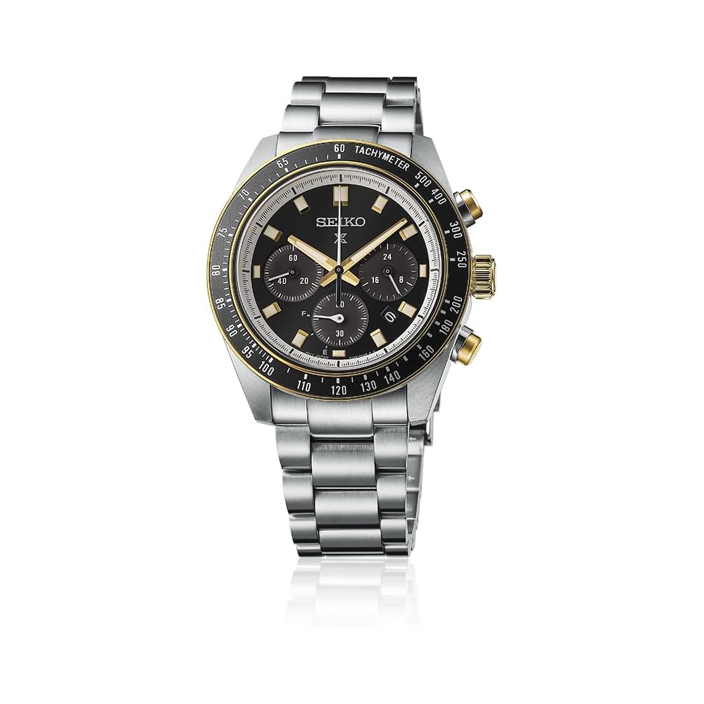 Мужские солнечные часы Seiko Prospex SBDL109 Черный Золотой Хронограф Тахиметр Нержавеющая Сталь