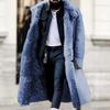 Men's Autumn Winter Thick Warm Coat Faux Fur Jacket Solid Color Long Sleeve Button Turndown Collar Warm Casual Fashion Overcoat
