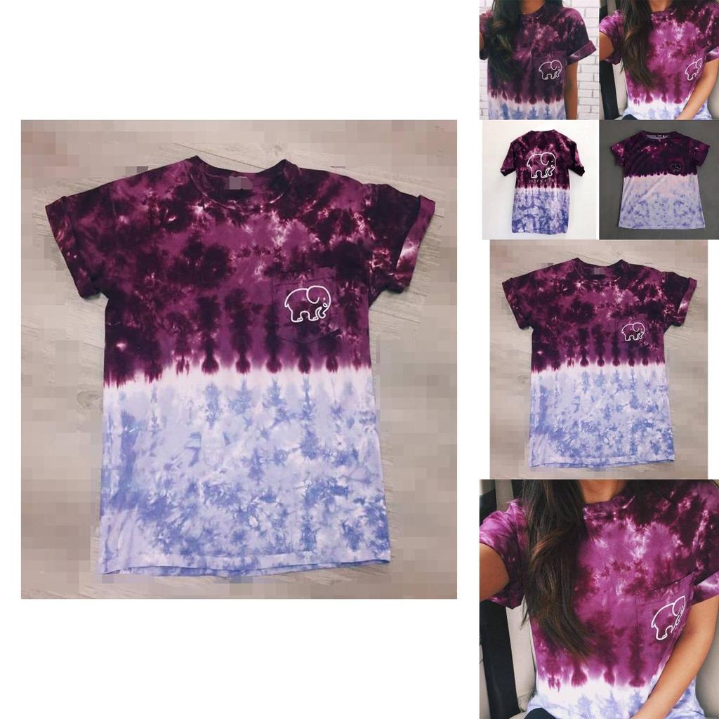 Elephant Print T Shirt For Women With Polyester Fabric Summer Casual Short Sleeve Top For Teen Girls