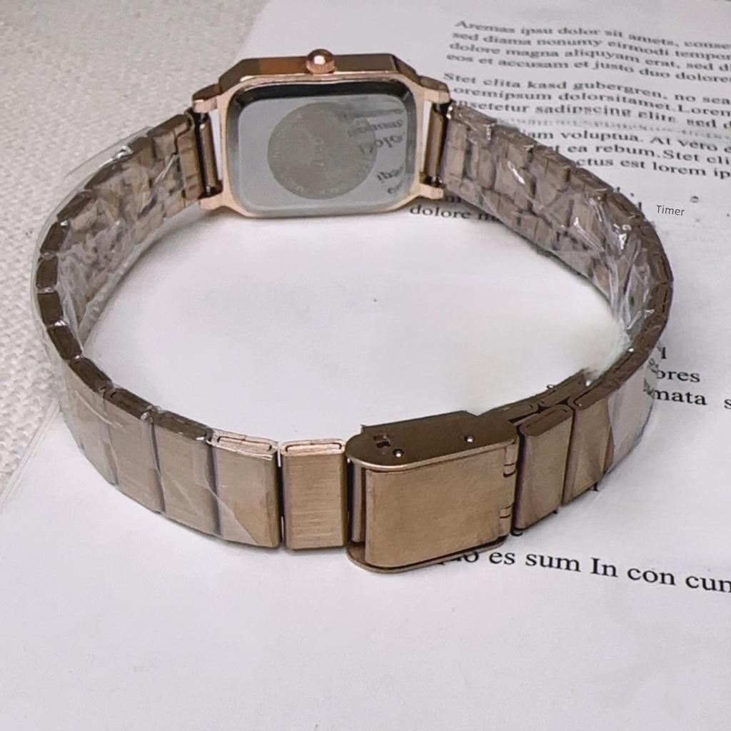 Korean Women's Rectangular Steel Band Watch - Small Dial Quartz Design