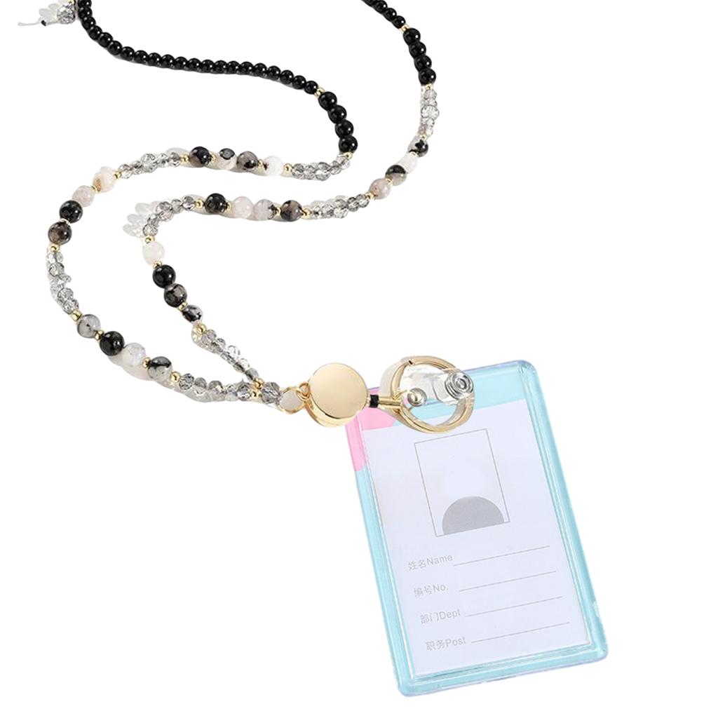 Ожерелье из бисера и шнурка для ключей и держателя карт, ожерелье из натурального камня для женщин, держатель для очков, шнурок