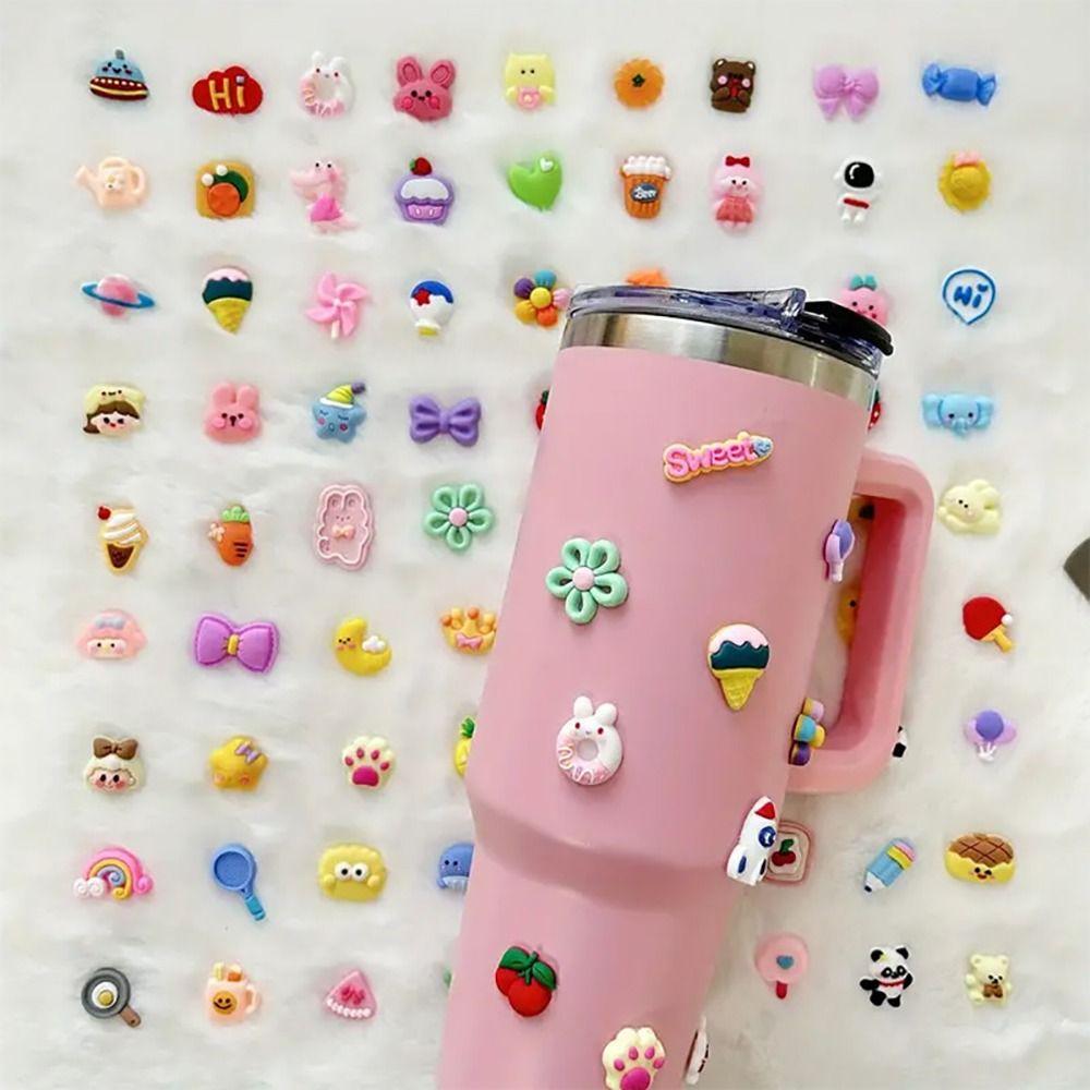 4Pcs/Pack Hard Resin Soft Rubber Water Cup Stickers  For Water Bottle/Phone Case/Refrigerator