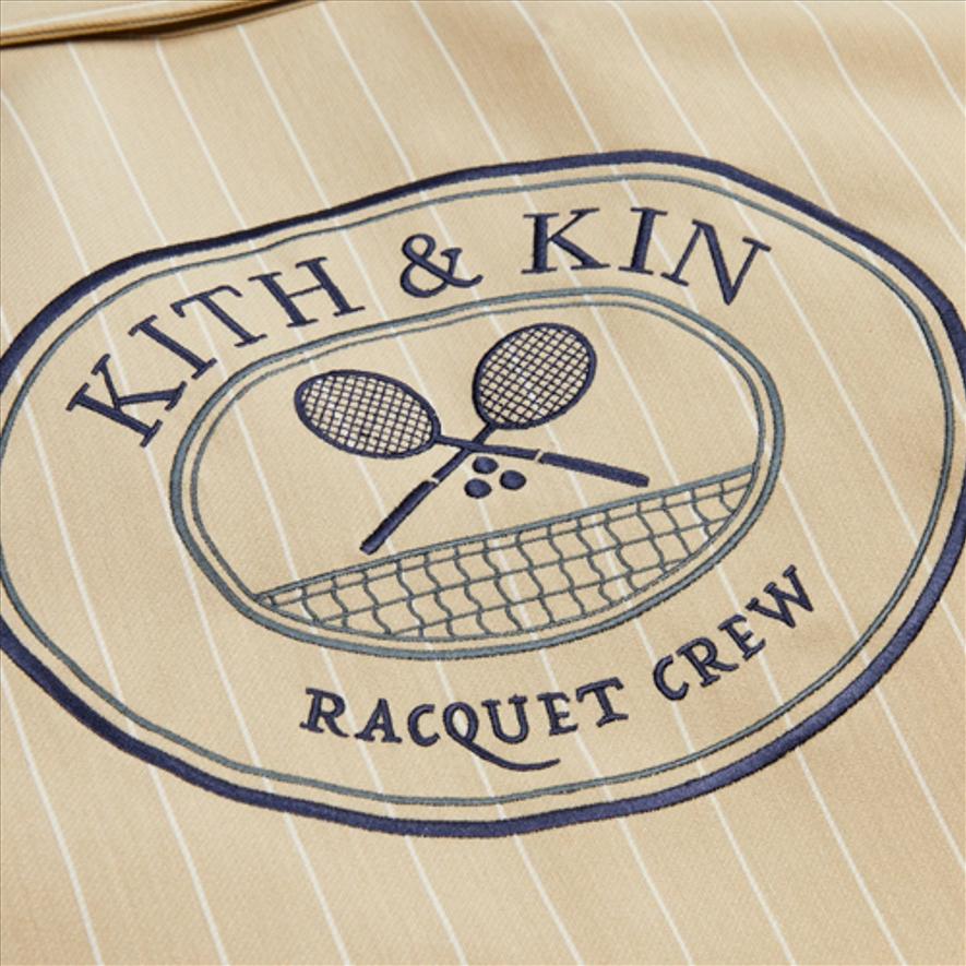 Kith Куртка-поло X Wilson Pinstripe Double Knit Coaches с принтом логотипа и полосками, мужские куртки светло-серого цвета KHM010074-210