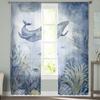 Poster Blue Whale Sea Life Sheer Curtains Bedroom Voile Curtain Living Room Window Sheer Curtains Kitchen Tulle Drapes