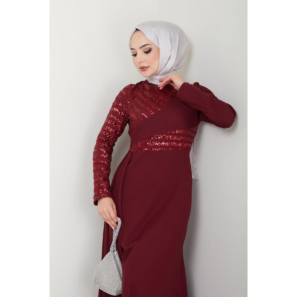 Женская одежда Вечернее платье Модное накидка с блестками Хиджаб Вечернее платье в форме рыбы 2711 Черный