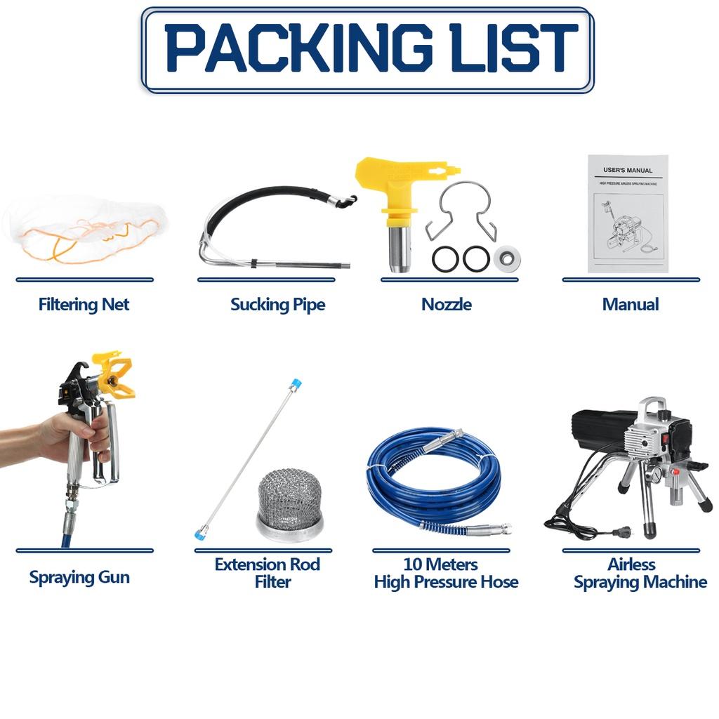 2000 Вт 3500 фунтов на кв. дюйм Безвоздушный распылитель Профессиональные безвоздушные краскопульты высокого давления Безвоздушный распылитель краски Машина для покраски Инструмент