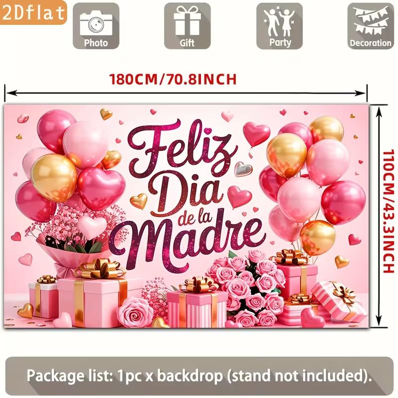 Двумерная тканевая основа розового золота «Feliz Dia de la Madre» для фотосессии мероприятия ко Дню матери