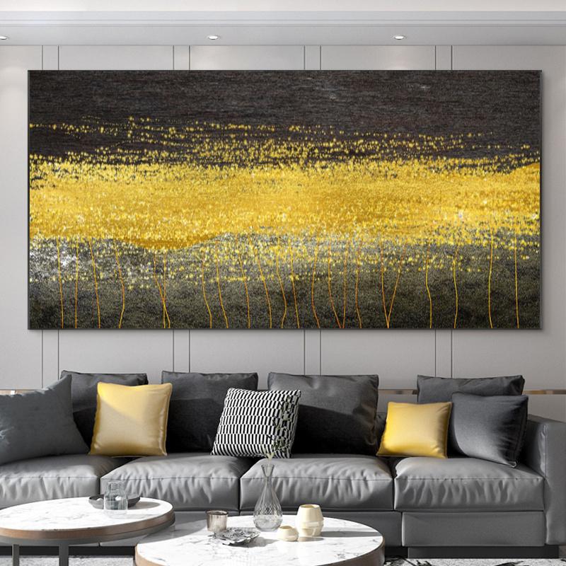 Абстрактные Листья Масляная Живопись Принт На Холсте Текстура Золотые и Серебряные Деревья Настенное Искусство Современный Домашний Декор Декор Стен Гостиной