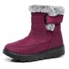 Women's Plush Winter Boots - Warm Lined Ankle Boots with Button Closure, Low Platform and Non Slip Sole, Casual Winter Shoes