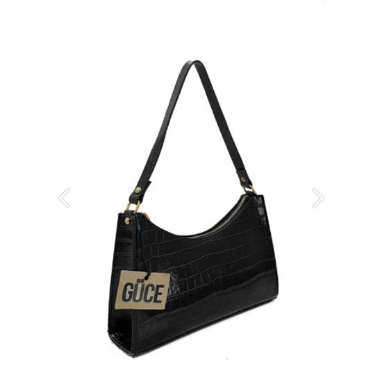 Черная сумка через плечо Baguette Baguette с крокодиловым узором