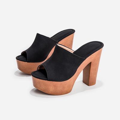 Женские сандалии Туфли на платформе Каблук Slingback Peep Toe Тапочки Sandalias Mujer Ladies Новые деревянные массивные туфли на очень высоком каблуке