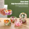 Стеклянная миска с двойными стенками с настоящими прессованными цветами, термо- и холодостойкая, прозрачная миска для еды