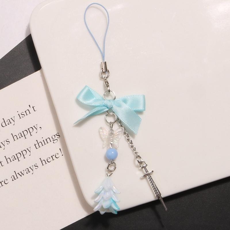 Stylish Butterfly Bag Charm Trendy Bowknot Keychain Phone Charm Keyrings Cool Keychain Acrylic Material for Party Daily